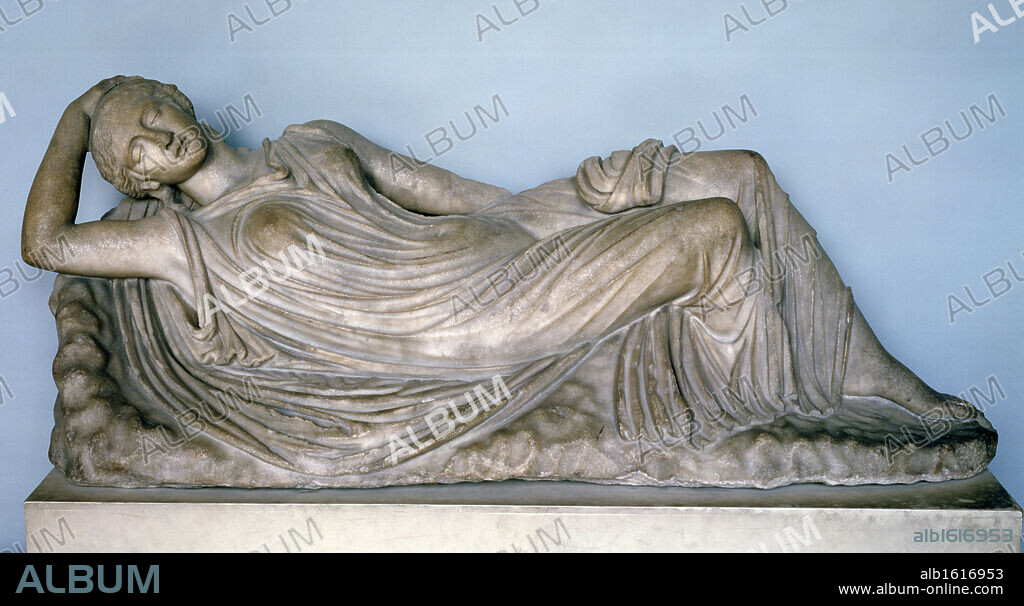 HELLENISTIC ART. Ariadne Sleeping, statue, France, Paris, Musee du Louvre.