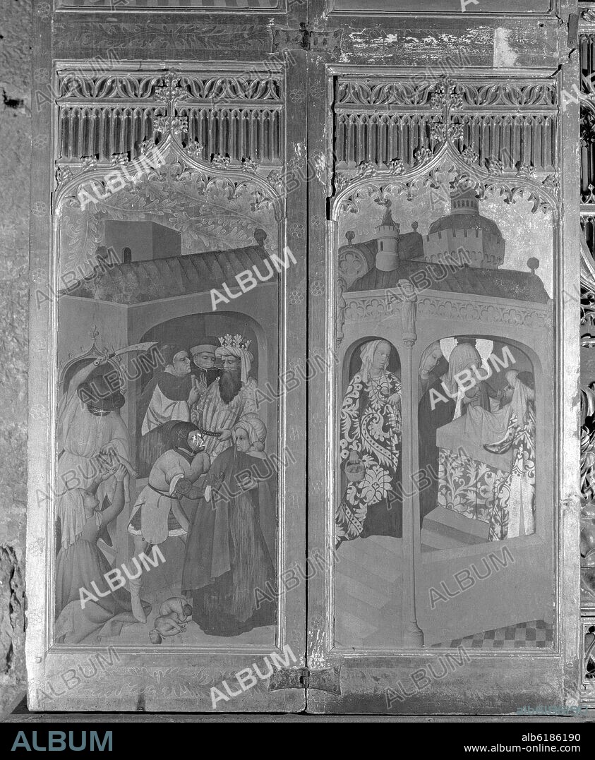 NICOLAS FRANCES (1424-1468). MATANZA DE LOS INOCENTES Y LA PRESENTACION DE JESUS EN EL TEMPLO - PINTURAS DE LAS PUERTAS DEL RETABLO DE LA CAPILLA DE LOS SALDAÑA - S.