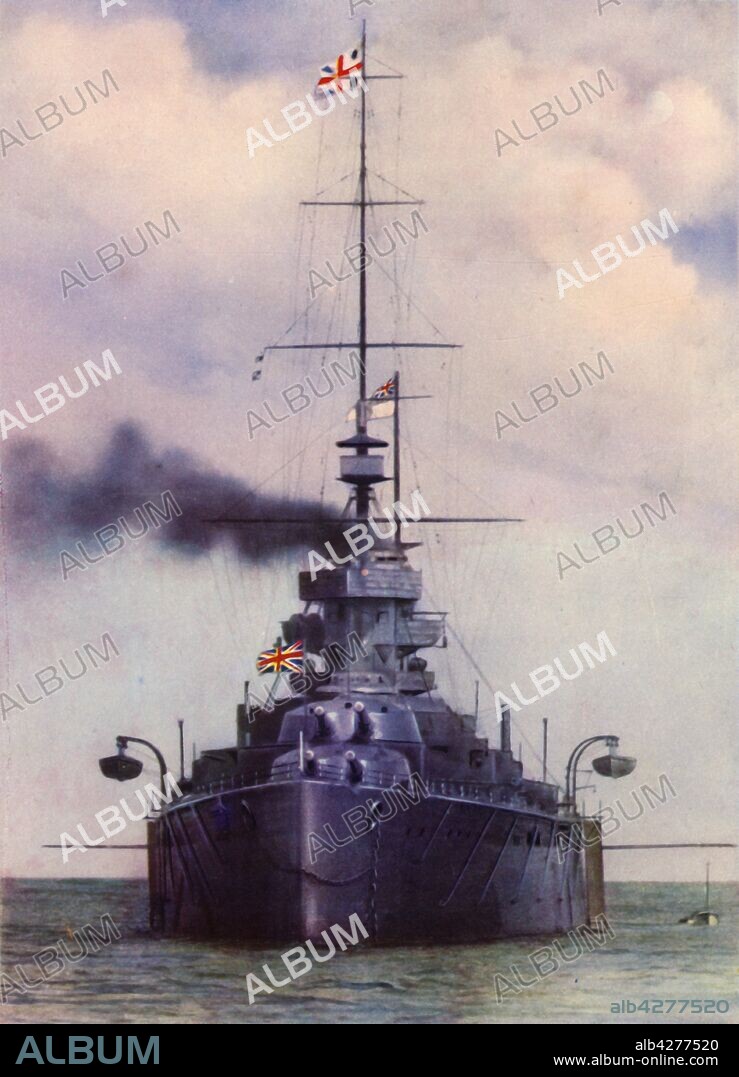 'H.M.S. "Lion" '. British battlecruiser HMS Lion saw action during the First World War at the Battle of Jutland in 1916.