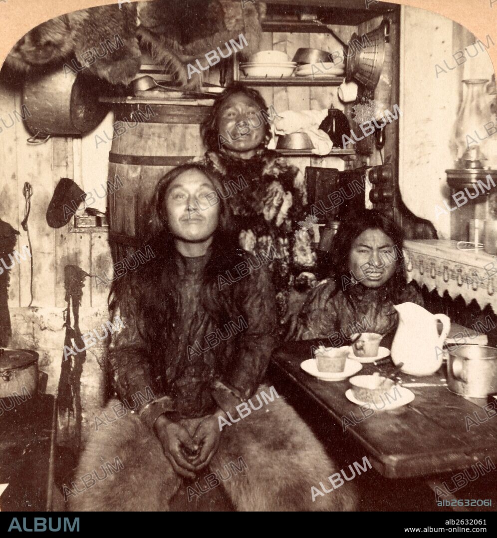 Interior of Fort Magnesia, Cape Sabine, Ellesmere Land, 1902. Ellesmere Island is part of the Qikiqtaaluk Region of the Canadian territory of Nunavut. Lying within the Canadian Arctic Archipelago, it is considered part of the Queen Elizabeth Islands, Vintage photography.