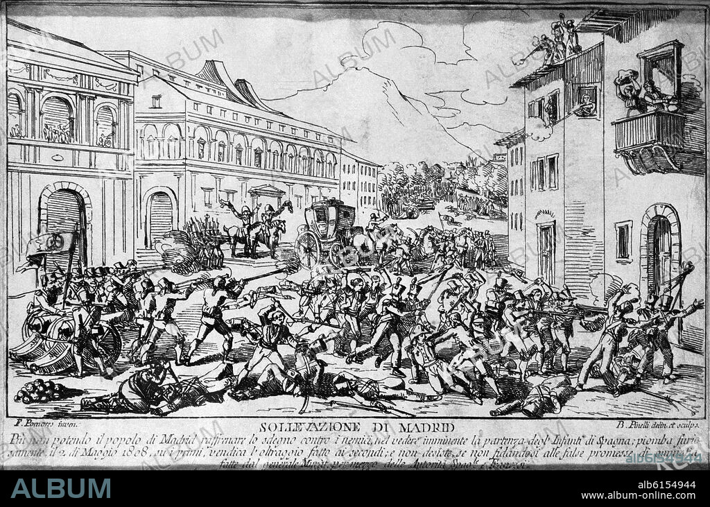 SUBLEVACION DEL PUEBLO DE MADRID EL 2 DE MAYO DE 1808 - GRABADO SIGLO XIX.