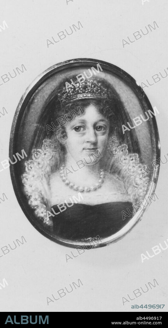 Attributed to Anders Gustaf Andersson, Queen Hedvig Elisabet Charlotta, Hedvig Elisabeth Charlotta, 1759-1818, Queen of Sweden, painting, Hedvig Elisabeth Charlotte of Holstein-Gottorp, Watercolor and gouache on ivory, Oval, Leather Pouch, , Metal frame, Height, 3.4 cm (1.3 inches).