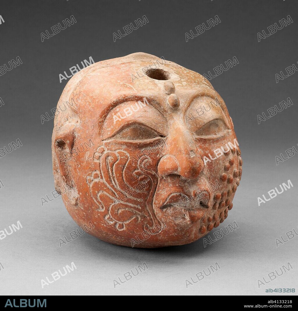 Ritual Vessel in the Form of a Head. Late Classic Maya; Yucatán, Mexico. Date: 600 AD-900 AD. Dimensions: H. 10.2 cm (4 in.). Ceramic. Origin: Mexico.