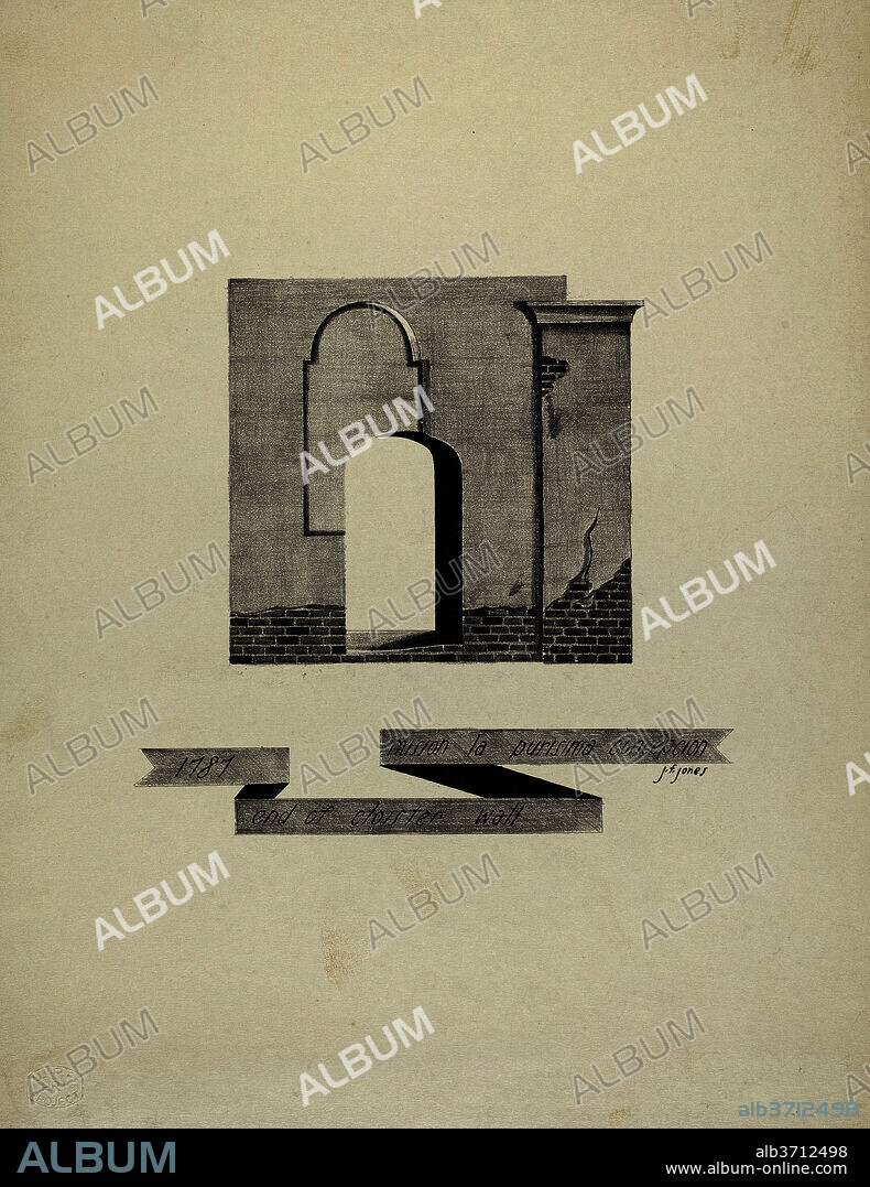 JAMES JONES. Mision La Purisima Concepcion - End of Cloister Wall. Dated: 1935/1942. Dimensions: overall: 31.8 x 24.8 cm (12 1/2 x 9 3/4 in.). Medium: lithograph on wove paper.