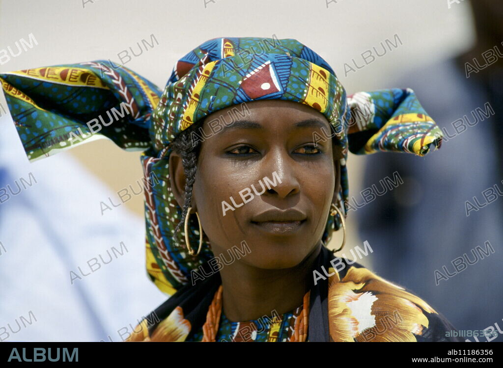 Nigerian woman attending a tribal gathering durbar cultural festival at Maiduguri in Nigeria, West Africa.