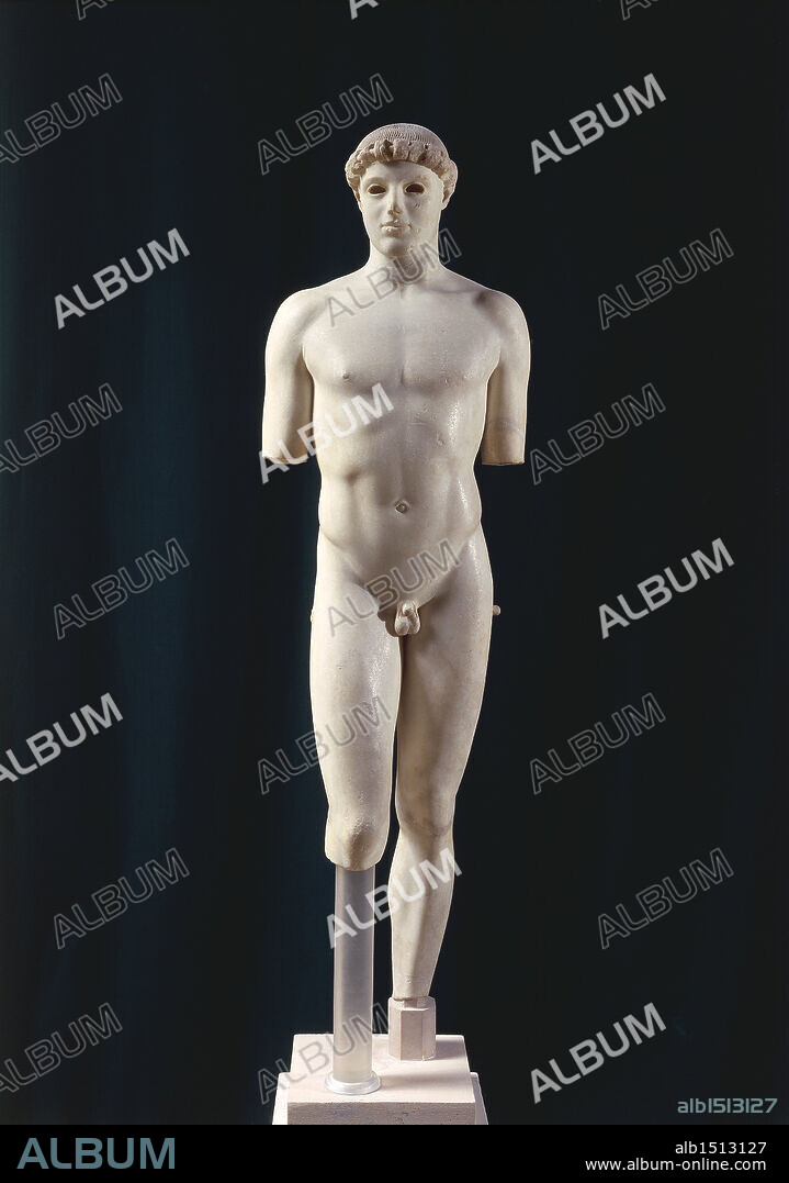 Greek civilization, 5th century b.C. The Kritios Boy or the Kritios Ephebe, 480 b.C., marble statue.