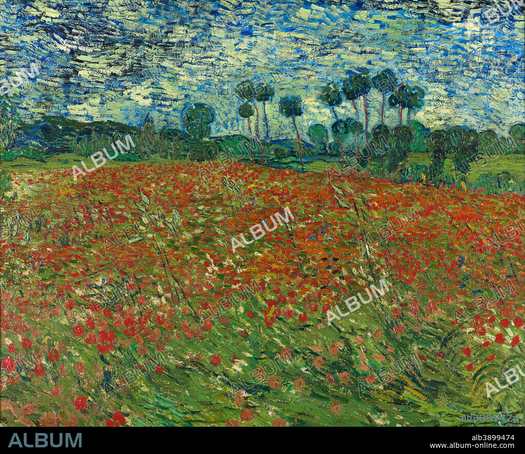 VINCENT VAN GOGH. Papaverveld / Field with Poppies / Poppy field. Date/Period: Auvers-sur-Oise, June 1890. Painting. Oil on canvas. Height: 82.7 cm (32.5 in); Width: 102 cm (40.1 in).