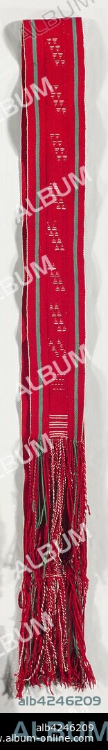 "Navajo Style" Belt/ Sash, c. 1900-1930. America, Native North American, Southwest, Navajo, Post-Contact, Early Period. Warp face plain weave: cotton and wool (Germantown); overall: 333.6 x 17.5 cm (131 5/16 x 6 7/8 in.).