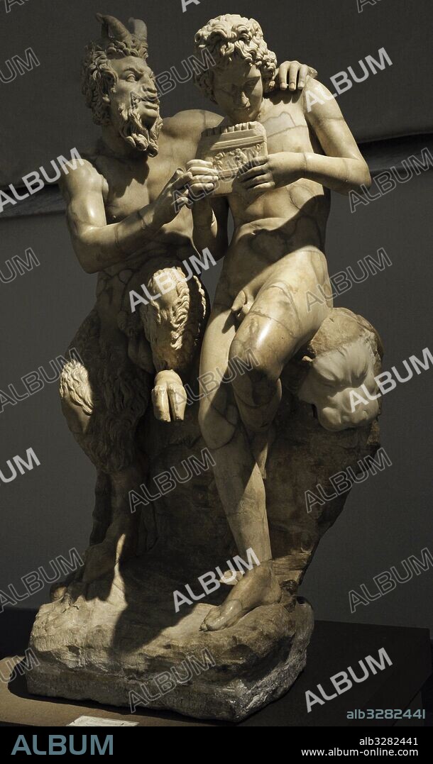 Pan and Daphne. Late 2nd century AD copy of an original from the late 2nd BCE. Attributed to the Rhodian sculptor Heliodoros. National Archaeological Museum, Naples. Italy.