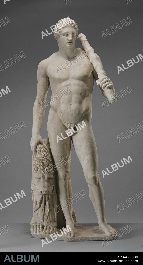 Statue of Hercules (Lansdowne Herakles), Unknown, Roman Empire, about A.D. 125, Marble, 193.5 × 77.5 × 73 cm, 385.5575 kg (76 3/16 × 30 1/2 × 28 3/4 in., 850.0001 lb.).