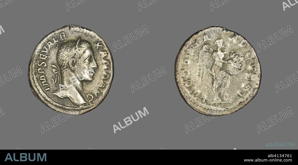 ANCIENT ROMAN. Denarius (Coin) Portraying Emperor Severus Alexander. Roman, minted in Rome. Date: 228 AD-231 AD. Dimensions: Diam. 2 cm; 3.05 g. Silver. Origin: Roman Empire.