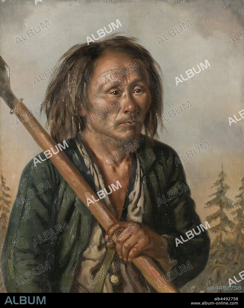 Carl Peter Mazer, Portrait of a Tongue Man, Portrait of a Tungus, painting, portrait, circa 1850, oil on canvas, Height, 55 cm (21.6 inches), Width, 57.5 cm (22.6 inches), Inscription, 471, on the label on the back.