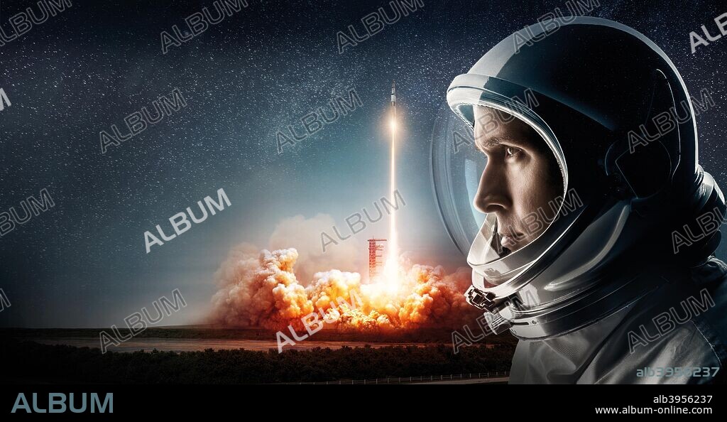 RYAN GOSLING dans FIRST MAN, 2018, réalisé par DAMIEN CHAZELLE. Copyright AMBLIN ENTER/DREAMWORKS/PERFECT WORLS PICT/UNIVERSAL PICTURE.