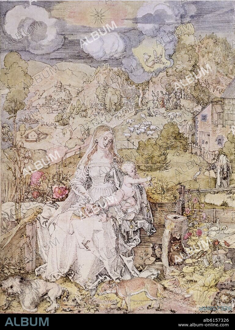 ALBERTO DURERO-ALBRECHT DÜRER. LA VIRGEN CON UNA MULTITUD DE ANIMALES - SIGLO XV/XVI - RENACIMIENTO ALEMAN.