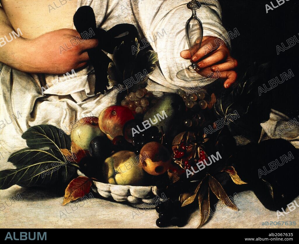 CARAVAGGIO. El Dios Baco, (Detalle de las frutas), hacia 1596-1598, Óleo sobre lienzo.