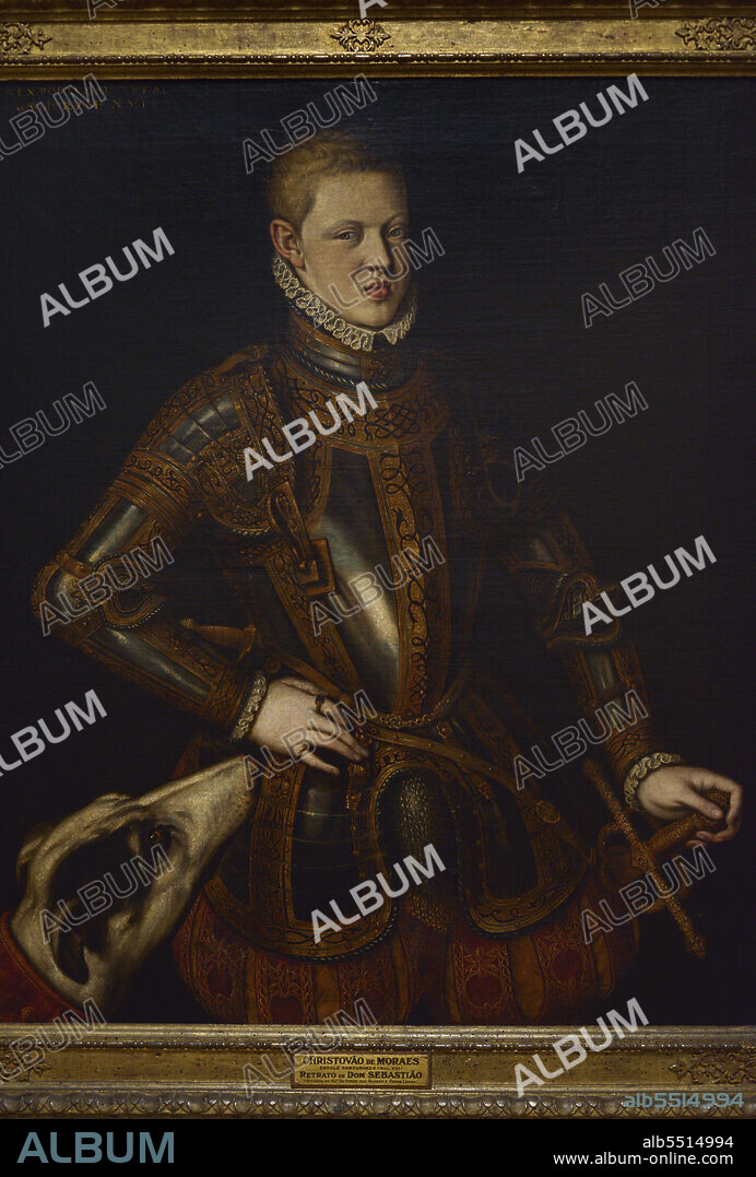 CRISTÓVAO DE MORAIS (ACTIVE 1539-1580). PORTUGUESE PAINTER.. Sebastián I de Portugal (1554-1578), llamado "el Deseado". Rey de Portugal (1557-1578). Dinastía Avís. Retrato realizado hacia 1570-1575 por el pintor de cámara portugués Cristóvao de Morais (activo entre 1539 y 1580). Oleo sobre lienzo (100 x 85 cm). Museo Nacional de Arte Antiguo. Lisboa. Portugal.