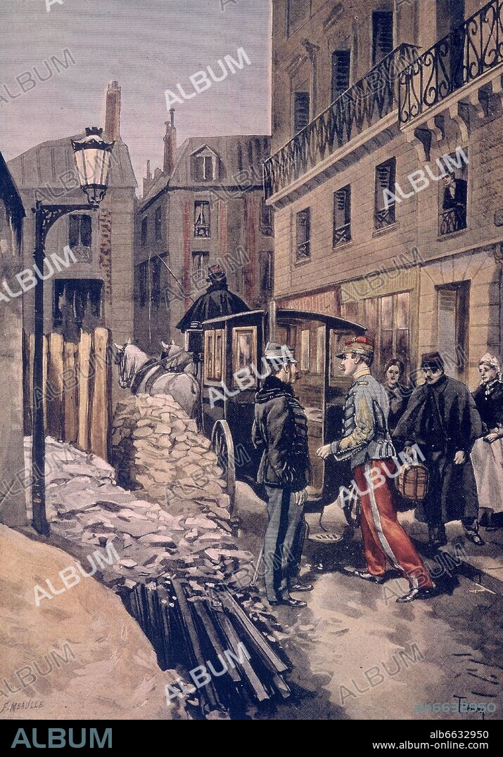 ARRESTO DE GEORGES PICQUART - CASO DREYFUS - GRABADO COLOREADO - SIGLO XX.