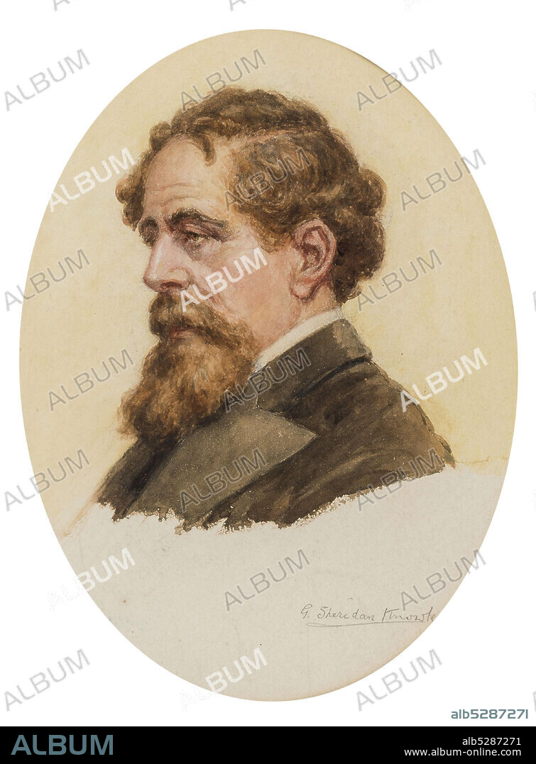 GEORGE SHERIDAN KNOWLES. Portrait of Charles Dickens.