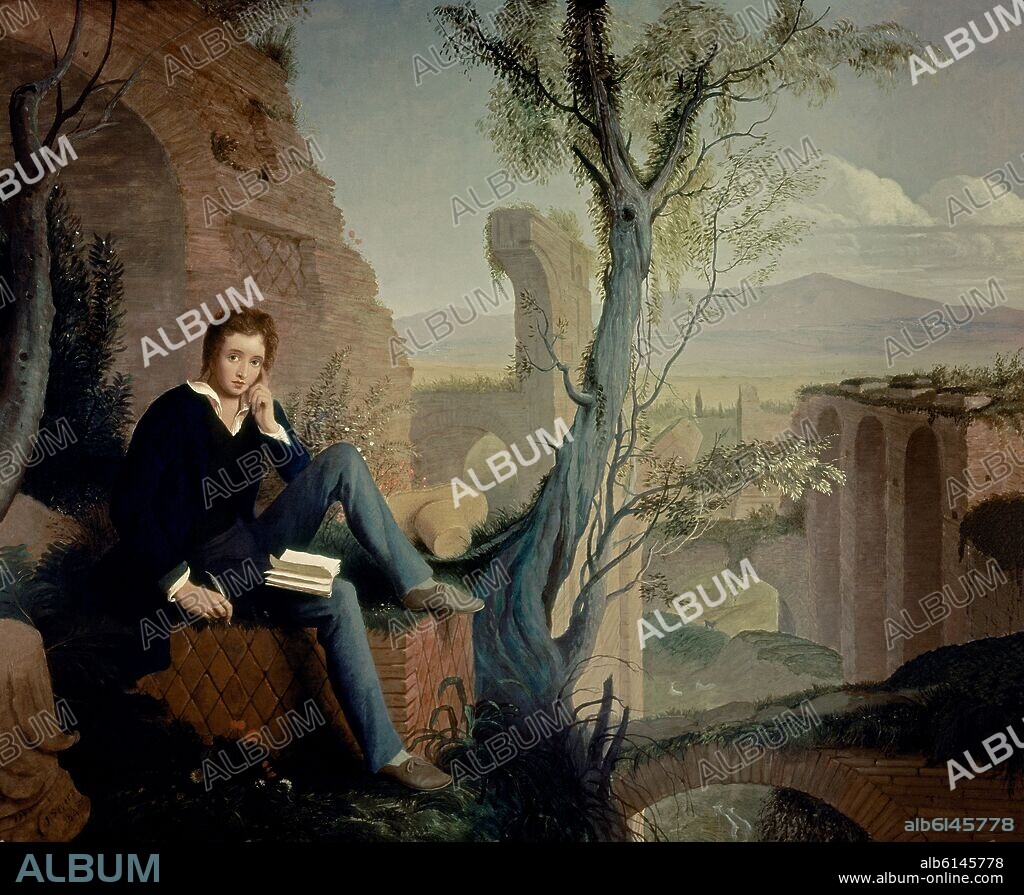 JOSEPH SEVERN. Shelley in the Baths of Caracalla. Rome, Keats-Shelley collection.