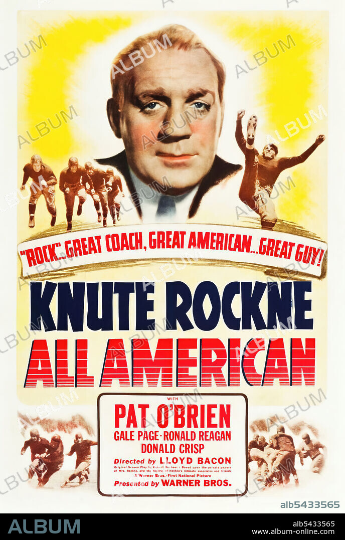PAT O'BRIEN dans KNUTE ROCKNE ALL AMERICAN, 1940, réalisé par LLOYD BACON. Copyright WARNER BROTHERS.