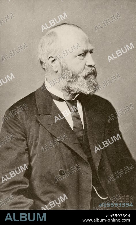 Gudden, Dr. Bernhard von. 7.6.1824 (Kleve) - 13.6.1886 (zusammen mit Ludwig II. von Bayern im Starnberger See ertrunken). Psychiater. - Portrait - Foto (Albert, München), 1886.