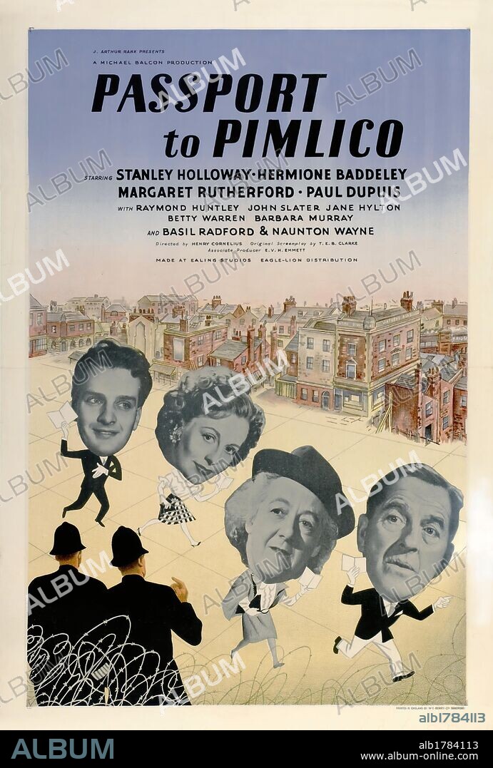 Poster of PASSPORT TO PIMLICO, 1949, directed by HENRY CORNELIUS. Copyright RANK.