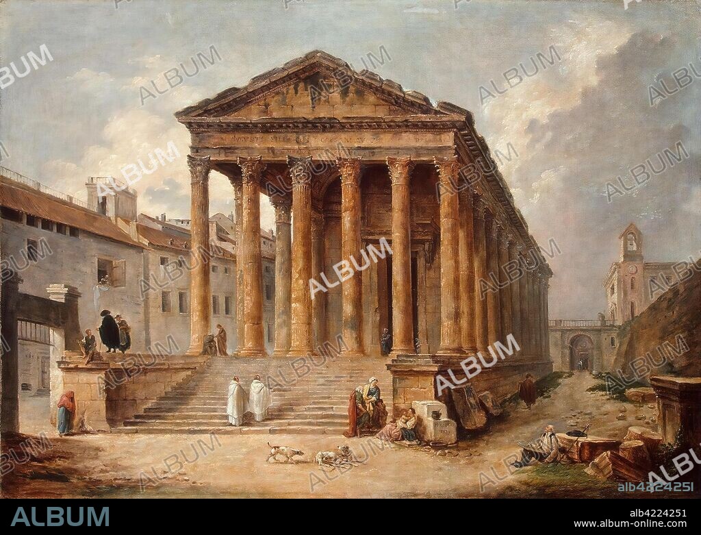 HUBERT ROBERT. 'Ancient Temple: The ''Maison Carree'' at Nimes'. France, 1783. Dimensions: 102x143 cm.