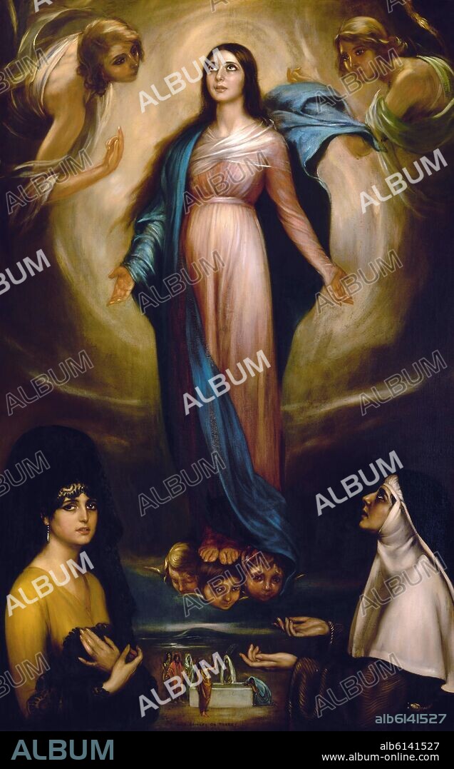 JULIO ROMERO DE TORRES. LA VIRGEN DE LOS FAROLES - 1928 - OLEO SOBRE LIENZO 169x107.