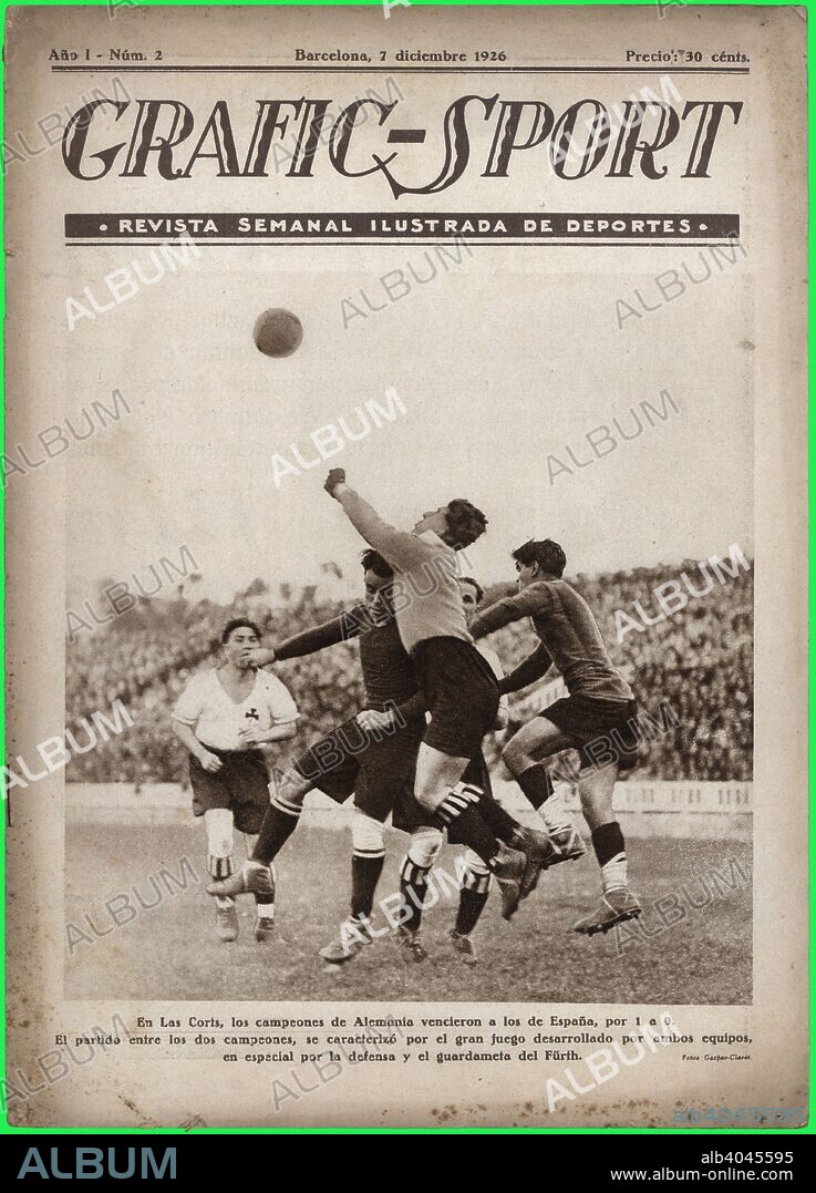 Portada de la revista deportiva Grafic-Sport, editada en Barcelona, diciembre de 1926.