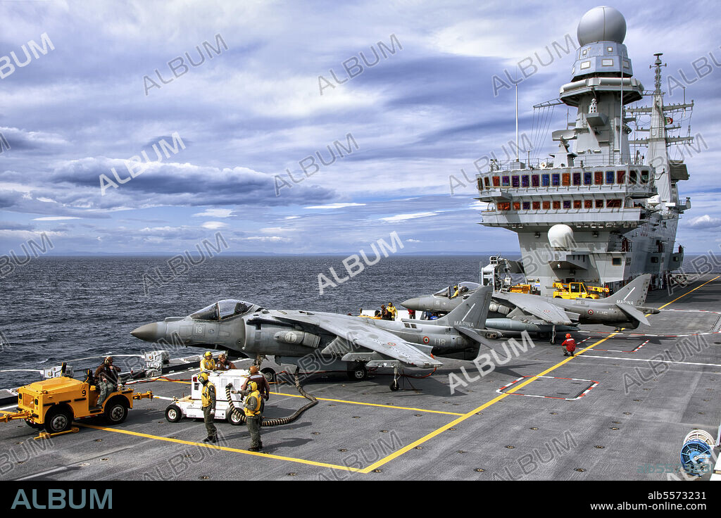 March 2018 - Embarked activity of the Italian Navy short take-off and vertical landing (STOVL) AV-8B+ Harrier II jets of the Gruppo Supporto Aerei Imbarcati (GRUPAER), Embarked Air Support Group) aboard the Italian Navy CVH 550 Cavour aircraft carrier.