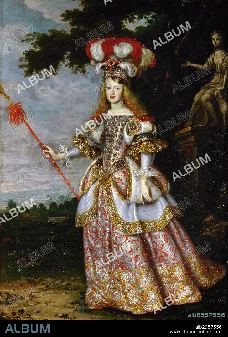 Portrait of Margaret Theresa of Spain. Holy Roman Empress, German Queen, Archduchess Consort of Austria, Queen Consort of Hungary and Bohemia. Painted by Jan Thomas (1617-1673) Flemish painter. Dated 17th Century.