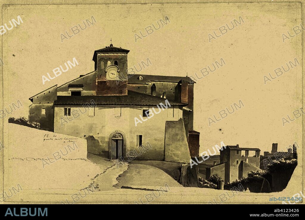 The Basilica of the Santi Quattro Coronati in Rome. De kerk van de Ss. Quattro Coronati, Rome. Draughtsman: Josephus Augustus Knip. Dating: c. 1809 - c. 1812. Place: Italy. Measurements: h 285 mm × w 421 mm.