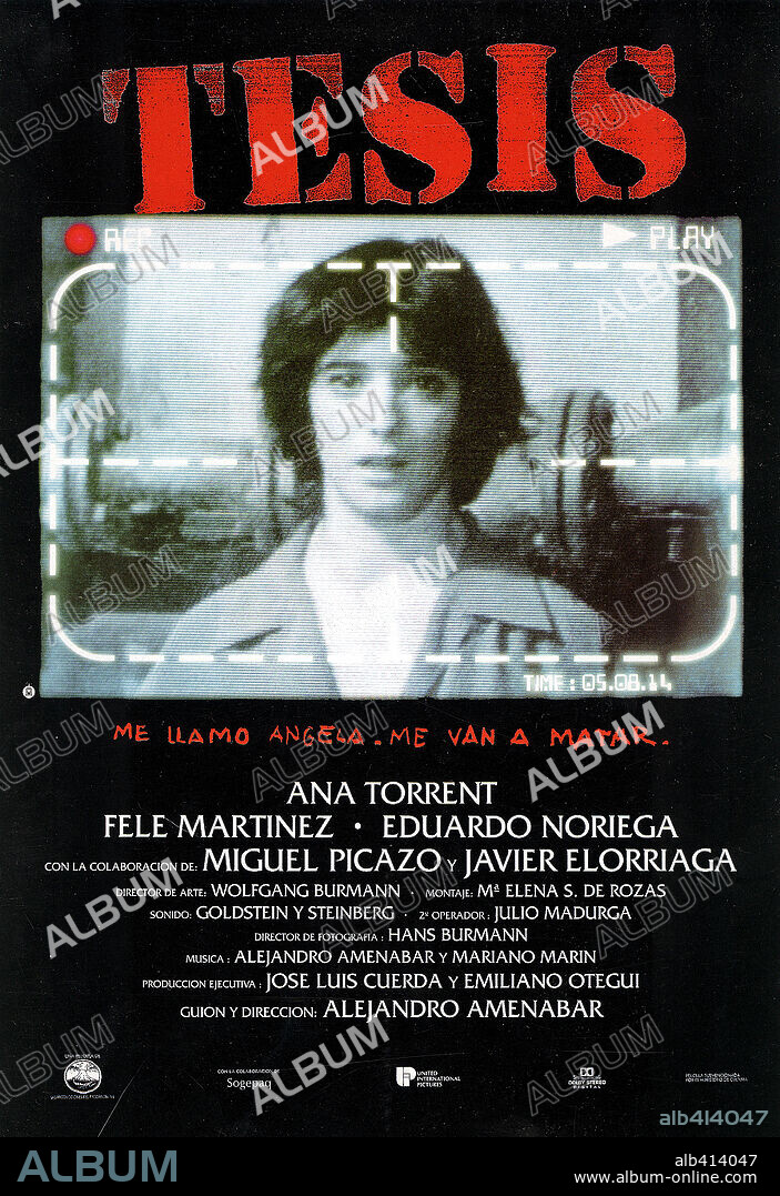 Poster de TESIS, 1996, dirigida por ALEJANDRO AMENABAR. Copyright LAS PRODUCCIONES DEL ESCORPION S.L.