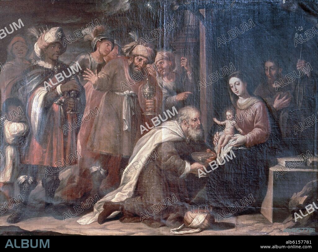 JOSE RISUEÑO (1665-1732). ADORACION DE LOS MAGOS - SIGLO XVIII.