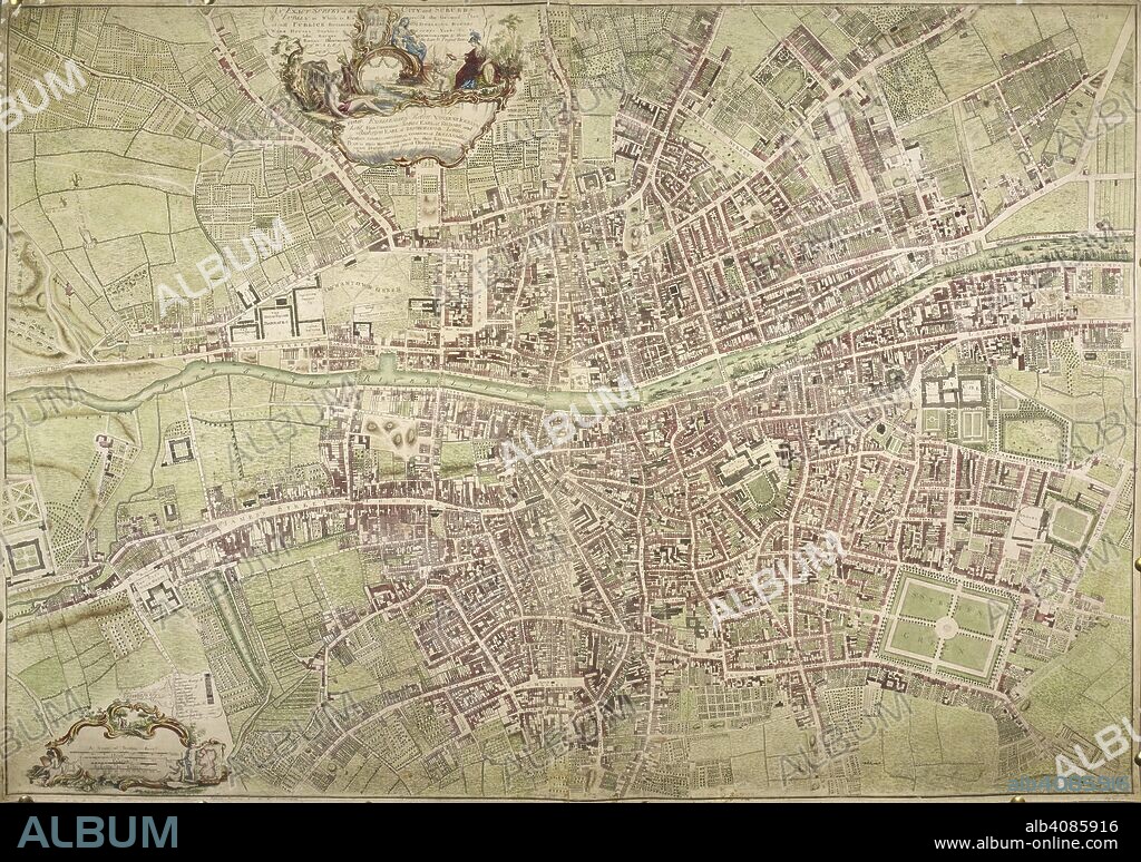 JOHN ROCQUE and A DURY. A map of Dublin. An exact Survey of the City and Suburbs of Dublin ... by Johyn Rocque ... A. Dury Sculpt. [Dublin] : J. Rocque, 1756. Source: Maps K.Top.53.13.a.11 Tab. End. Language: English.