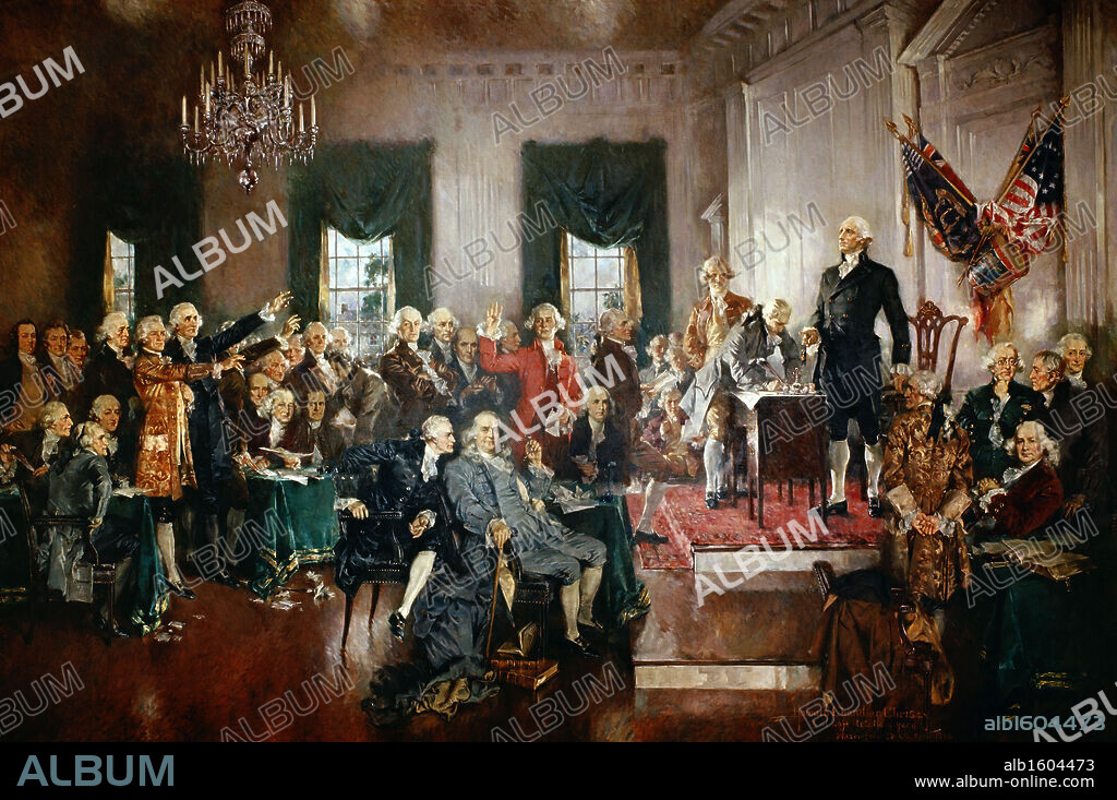 HOWARD CHANDLER CHRISTY. Signing of the Constitution of the US by Howard C. Christy, 1873-1952.