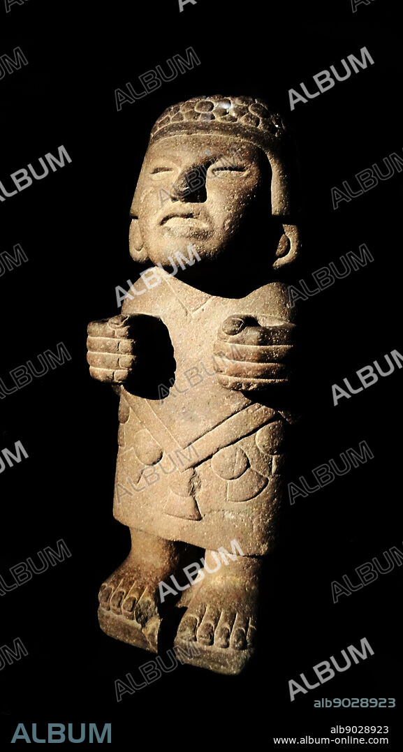 Aztec volcanic rock statue of Xochiquetzal the Goddess of love and beauty. Dated 14th Century.