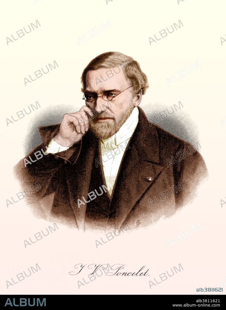 Jean-Victor Poncelet (July 1, 1788 - December 22, 1867) was a French engineer and mathematician. As a mathematician, his most notable work was in projective geometry. He made discoveries about projective harmonic conjugates; among these were the poles and polar lines associated with conic sections. These discoveries led to the principle of duality, and also aided in the development of complex numbers and projective geometry. As a military engineer, he served in Napoleon's campaign against the Russian Empire in 1812, in which he was captured and held prisoner until 1814. Later, he served as a professor of mechanics at the Ecole d'Application, publishing Introduction de la Mecanique Industrielle; his work improved the design of turbines and water wheels. He served as professor at the University of Paris, and finally as the commandant general of his alma mater, the Ecole Polytechnique. He died in 1867 at the age of 79. His is one of the 72 names inscribed on the Eiffel tower. This image has been color-enhanced.