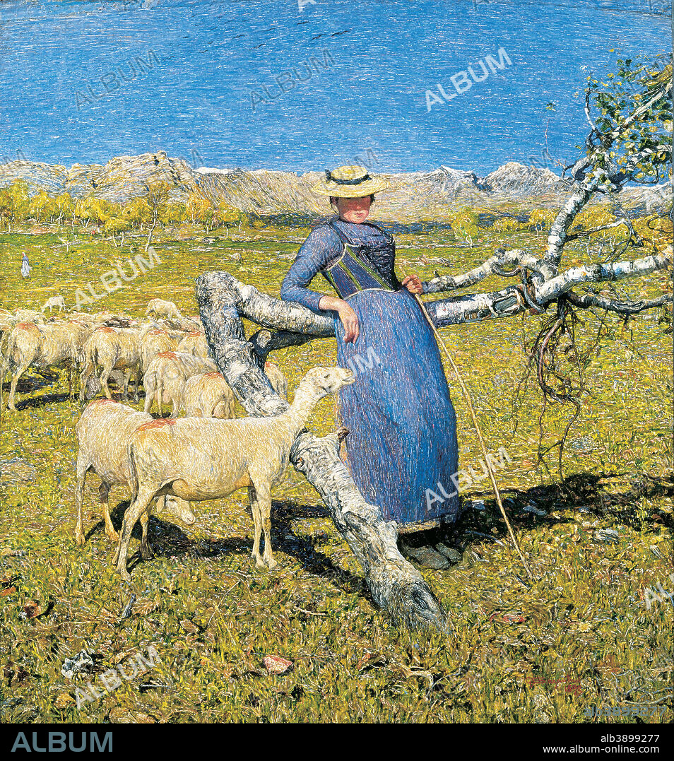 GIOVANNI SEGANTINI. High Noon in the Alps. Date/Period: 1892. Painting. Oil on canvas. Height: 860 mm (33.85 in); Width: 800 mm (31.49 in).