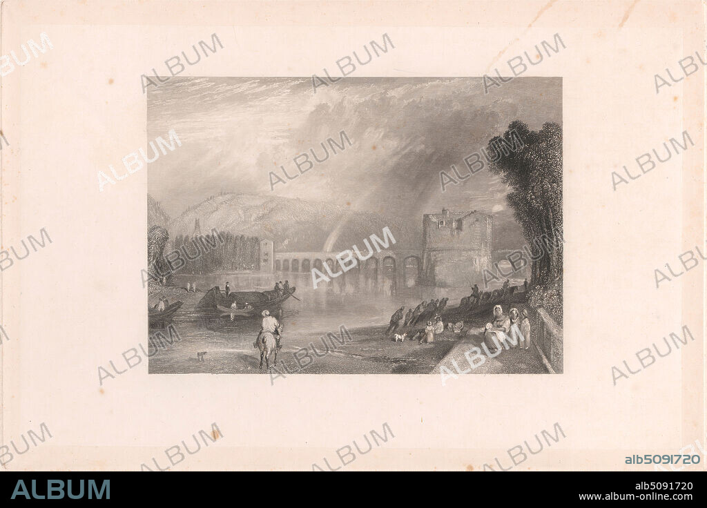Bridge of Meulan, John Cousen, 18041880, British, after Joseph Mallord William Turner, 17751851, British, 1835, Etching and engraving, touched with graphite (Later Engraver's Proof).