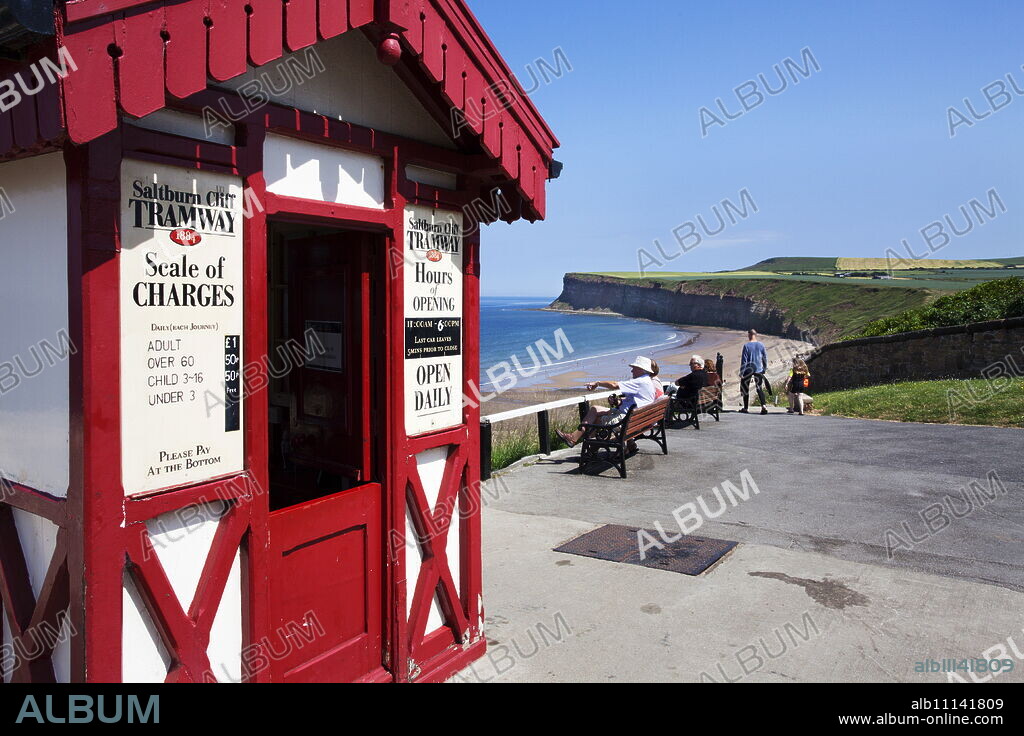 Top Cliff Tramway Kiosk at Saltburn by the Sea, Redcar and Cleveland, North Yorkshire, Yorkshire, England, United Kingdom, Europe.