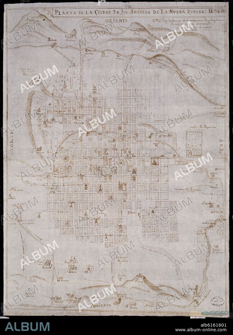 PLANTA DE LA CIUDAD DE PUEBLA DE LOS ANGELES EN 1698.