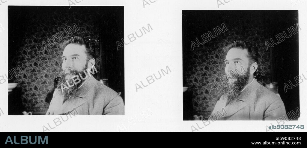 Stereopair of Professor Rontgen, Wilhelm Conrad - born March 27, 1845, Lennep, Prussia [now Remscheid, Ger.] d. Feb. 10, 1923, Munich, Ger. Röntgen also spelled ROENTGEN German physicist who was a recipient of the first Nobel Prize for Physics, in 1901, for his discovery of X rays, which heralded the age of modern physics and revolutionized diagnostic medicine.
