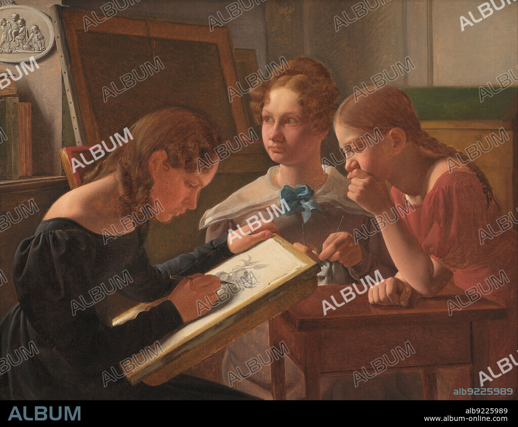 CONSTANTIN HANSEN. Three Young Girls. The Artist's Sisters: Alvilde, Ida and Henriette, 1827.