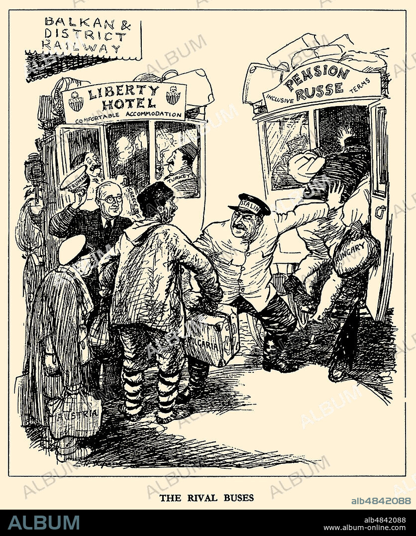ERNEST HOWARD SHEPARD. The Rival Buses. Punch Magazine, 1947.
