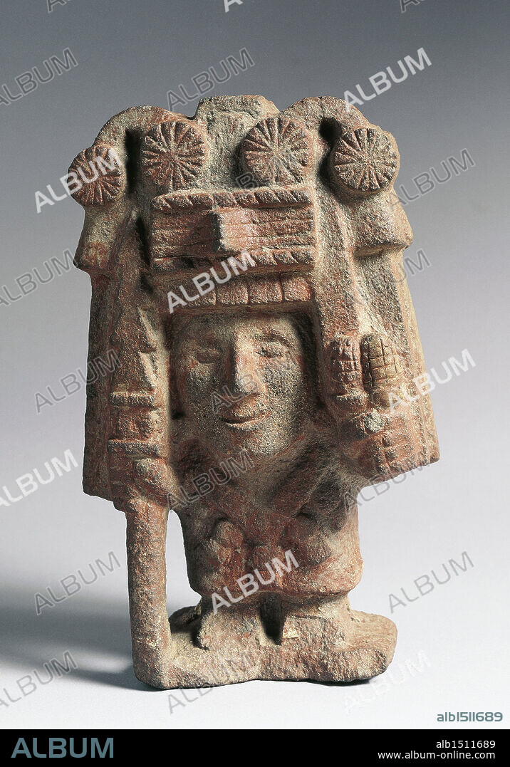 Aztec civilization, Mexico,15th century. Statue of Chicomecoatl, goddess of corn (maize). From the Temple Mayor at Tenochtitlan.