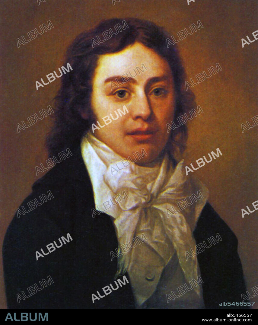 A portrait of the English philosopher and poet Samuel Taylor Coleridge (1772-1834), most famous for his poems The Rime of the Ancient Mariner and Kubla Khan. Coleridge was a member of the Lake Poets who, with his friend William Wordsworth, founded the Romantic Movement in England. He also helped introduce German idealism to English-speaking culture and was influential on American transcendentalism (via Ralph Waldo Emerson). Throughout his adult life, Coleridge suffered from crippling bouts of anxiety and depression, which he chose to treat with opium, becoming an addict in the process. He died at age 61 due to symptoms typical of prolonged opium usage.