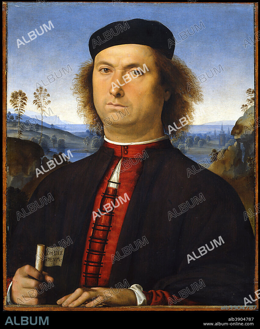 PIETRO PERUGINO. Ritratto di Francesco delle Opere / Portrait of Francesco delle Opere. Date/Period: 1494. Painting. Oil on panel. Height: 52 cm (20.4 in); Width: 44 cm (17.3 in).
