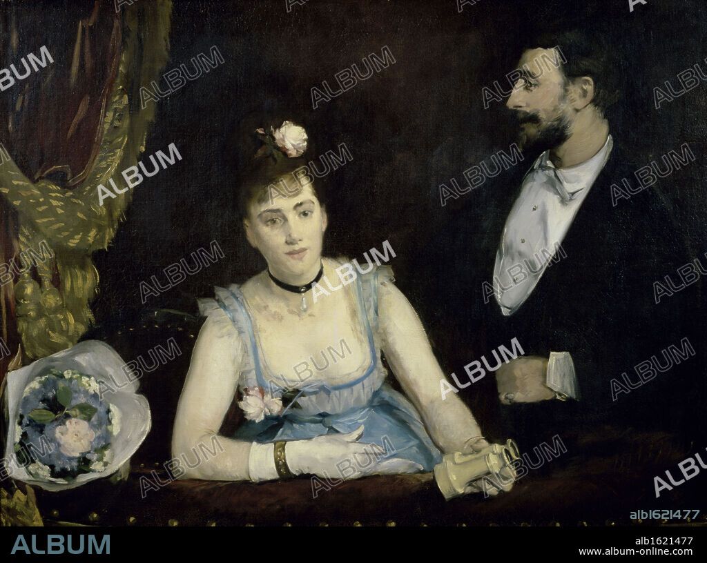 A Loge at the Theatre des Italiens   (Une Loge aux Italiens)  c. 1874   Eva Gonzales (1849-1883/French)   Musee d'Orsay, Paris.