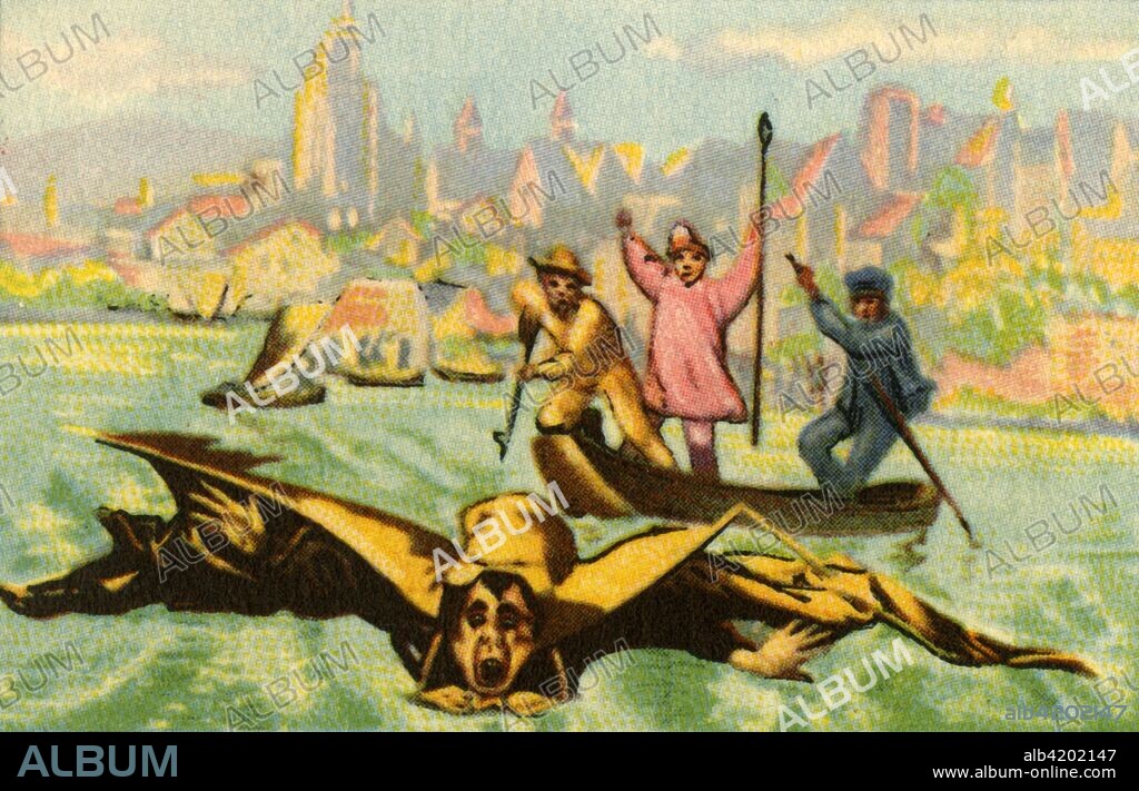 Berblinger's attempt to fly across the Danube, 1811, (1932). German inventor Albrecht Ludwig Berblinger (1770-1829), also known as the Tailor of Ulm, constructed a working flying machine, presumably a hang glider. The attempt failed, but in 1986 it was proven that Berblinger's glider was capable of sustained flight. However it is almost impossible to cross the Danube even with most modern gliders.